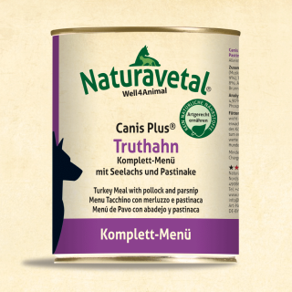 Naturavetal® Canis Plus® Truthahn Komplett-Menü mit Seelachs und Pastinake