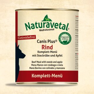 Naturavetal® Canis Plus® Rind Komplett-Menü mit Steckrübe und Apfel