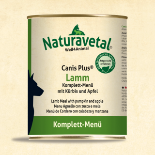 Naturavetal® Canis Plus® Lamm Komplett-Menü mit Kürbis und Apfel 400g