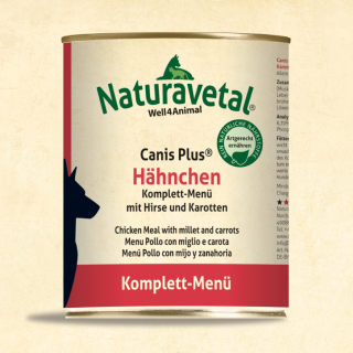 Naturavetal® Canis Plus® Hähnchen Komplett-Menü mit Hirse und Karotte 400g
