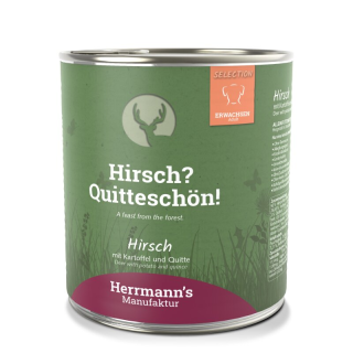 Herrmanns Hirsch mit Kartoffel, Zucchini und Quitte